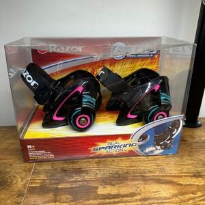 Razor Jetts Heel Wheels Adjustable Skates Black Pink Real Sparking Action